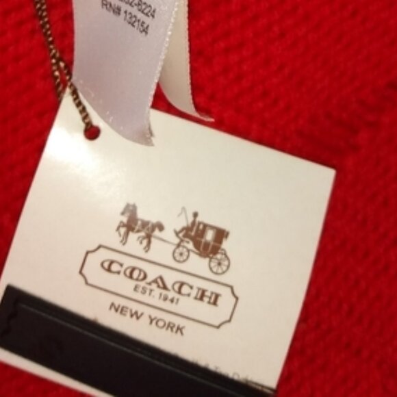 NEW, Coach Cashmere Wool Blend Signature Logo Cable Knit Scarf Shawl - Picture 11 of 16